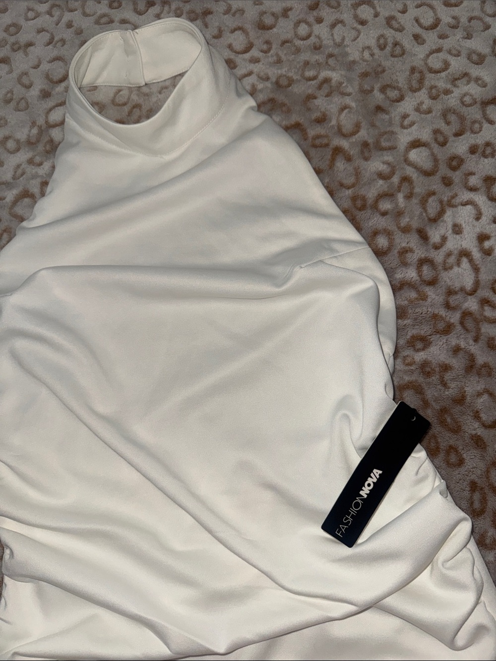 White Ruched Halter Mini Dress